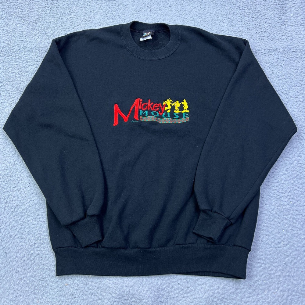 VTG 90s Disney Mickey Unlimited Mouse‎ Sweatshirt XL Black Embroidered USA Made